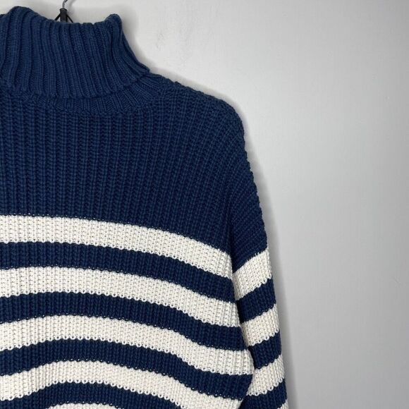 Madewell Navy and White Striped Turtleneck Sweater - Picture 10 of 16
